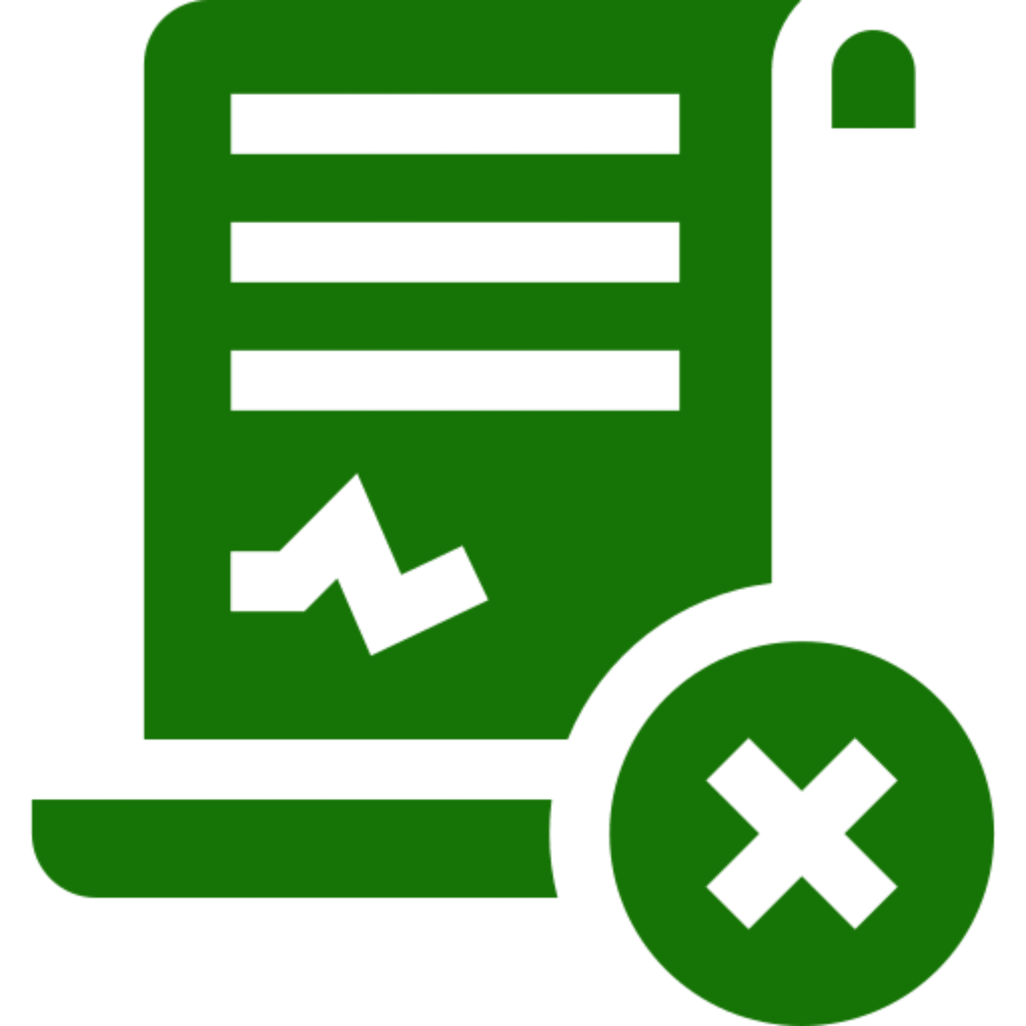 Green document with cancellation mark