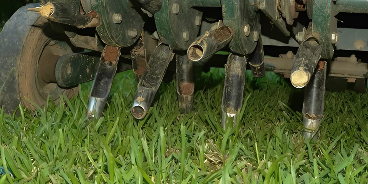 Close-up of aerator spikes